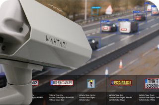 An ANPR camera with automatic number plate recognition for traffic monitoring.
