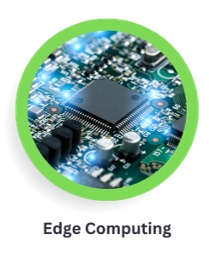 Computer chip icon representing edge computing technology.
